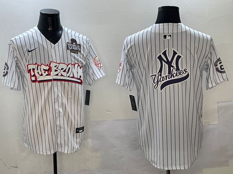 Men New York Yankees Blank White Stripe four generations Joint Name 2025 Nike MLB Jersey style 18